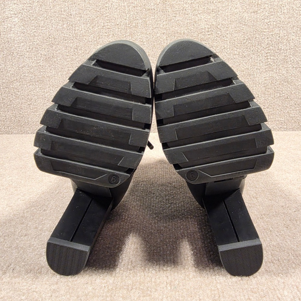 Milwaukee Performance Womens Black Leather Heeled Platform Biker Boots Size 6 - Picture 5 of 7